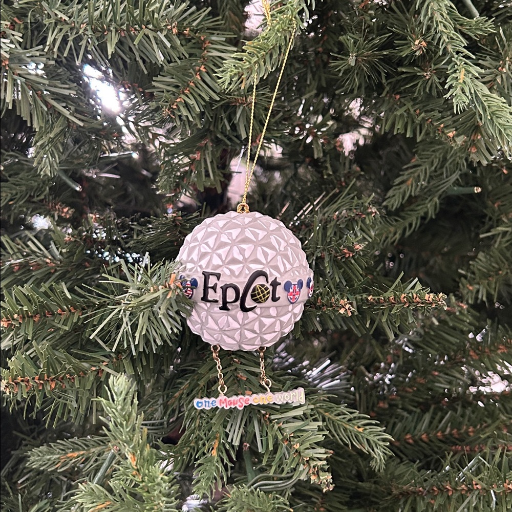 NWOT Disney Epcot One Mouse One World Spaceship Earth Christmas Ornament